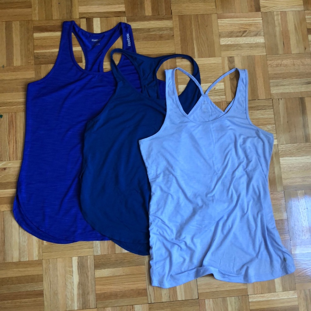 Reebok Underarmour Prana work out tanks all large